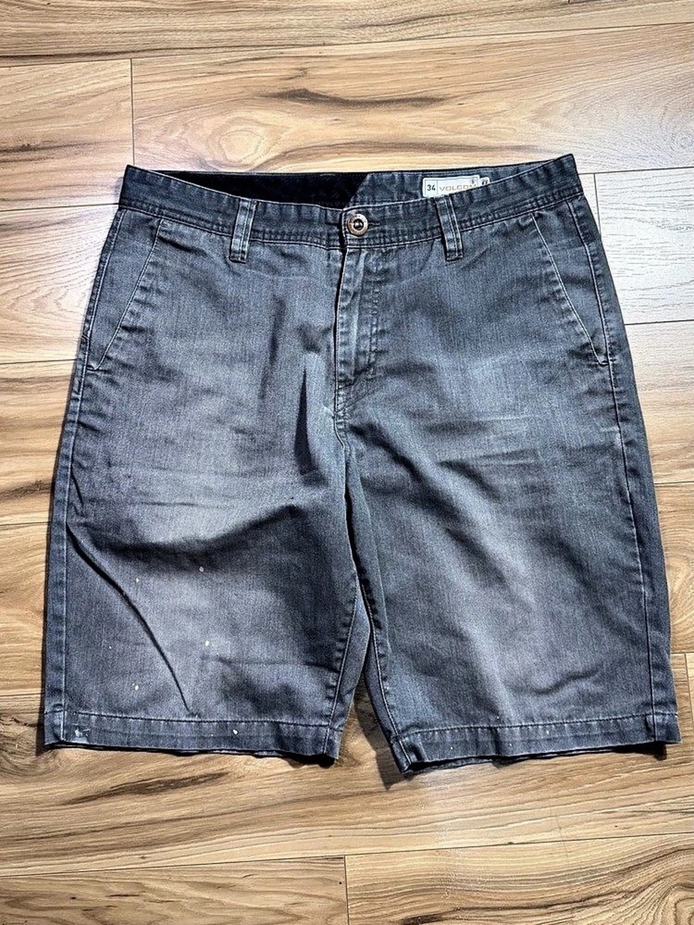 Volcom Frickin Modern Stretch Chino Short Shorts Gray Waist 34